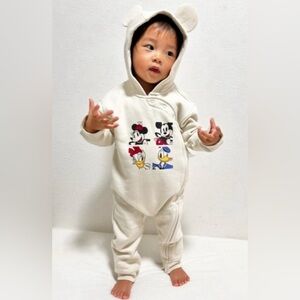 Baby GAP x Disney Hooded One-Piece Romper Mickey Minnie 6–12 Months
